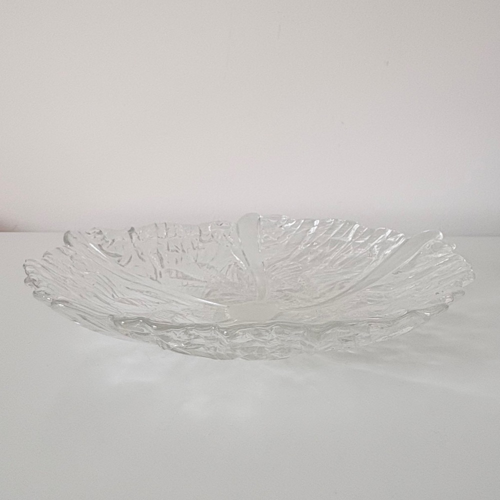 Mikasa Ice Flower Germany Glass Clear Glass Centerpiece Platter Vintage 9.5”